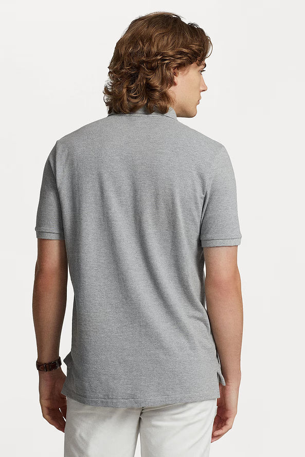 Camisa Polo Ralph Lauren Custom Slim Fit Navy Icon Cinza Mescla