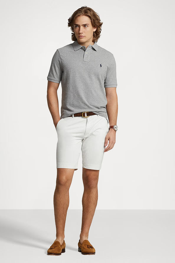 Camisa Polo Ralph Lauren Custom Slim Fit Navy Icon Cinza Mescla