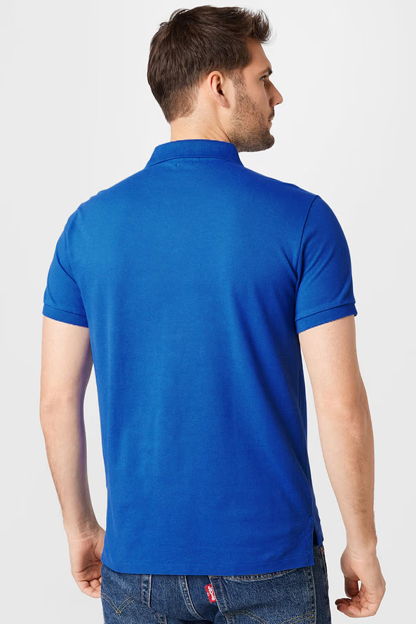Camisa Polo Ralph Lauren Custom Fit Masculina Laranja Icon Azul