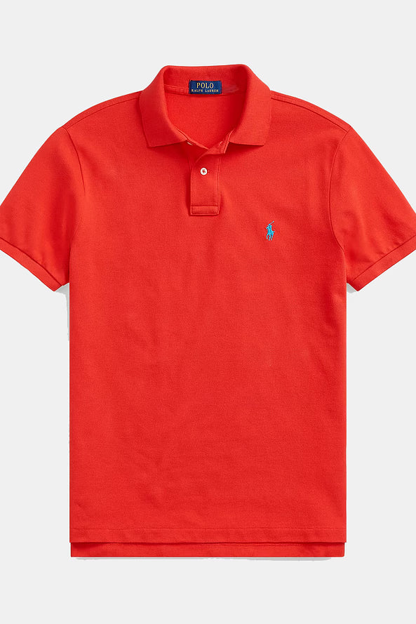 Camisa Polo Ralph Lauren Custom Fit Masculina Light Blue Icon Vermelha