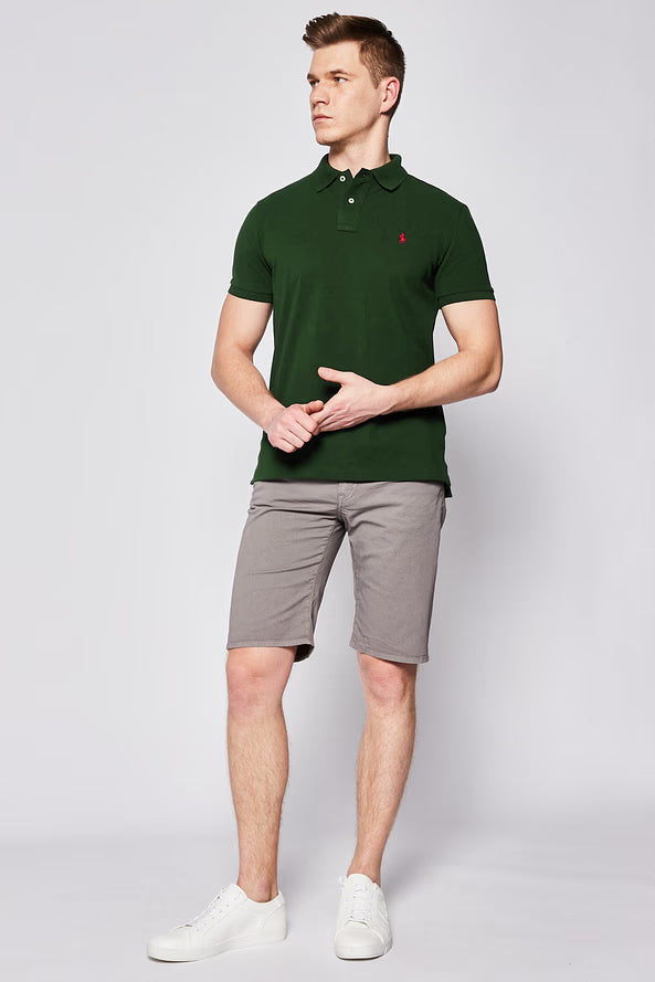 Camisa Polo Ralph Lauren Custom Fit Masculina Red Icon Verde Musgo