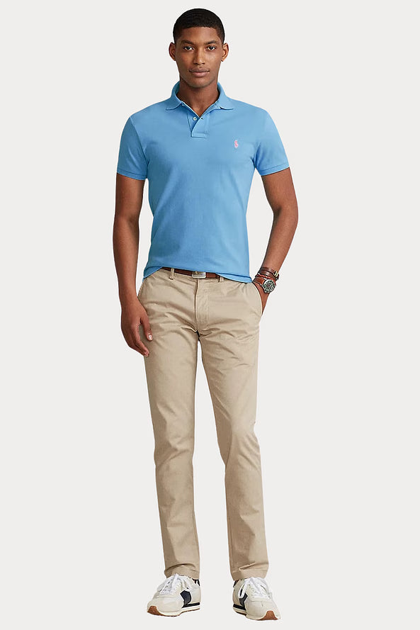 Camisa Polo Ralph Lauren Custom Slim Fit Masculina Azul Celeste