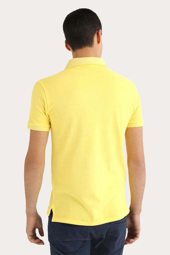 Camisa Polo Ralph Lauren Custom Slim Fit Masculina Blue Icon Amarelo Claro