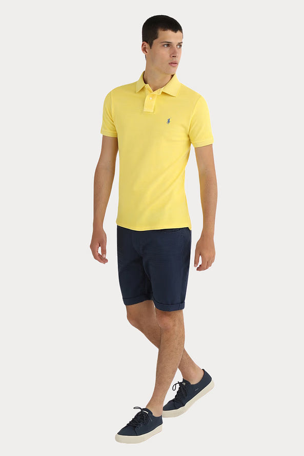 Camisa Polo Ralph Lauren Custom Slim Fit Masculina Blue Icon Amarelo Claro