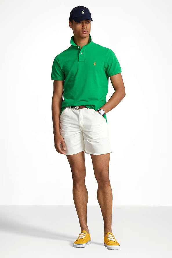Camisa Polo Ralph Lauren Custom Slim Orange Icon Verde