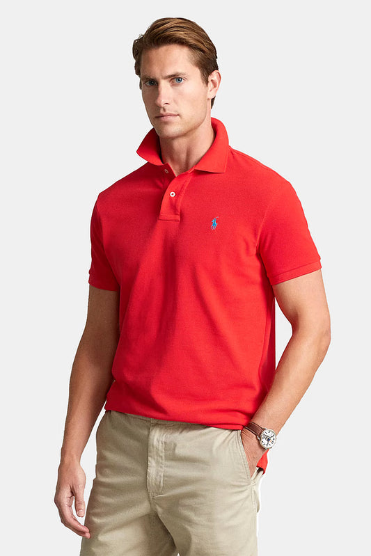 Camisa Polo Ralph Lauren Custom Fit Masculina Light Blue Icon Vermelha
