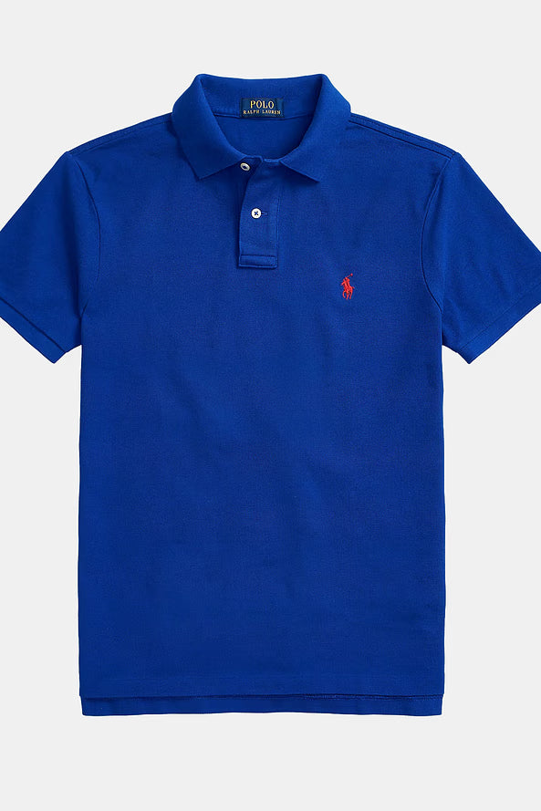 Camisa Polo Ralph Lauren Custom Slim Fit Red Icon Azul