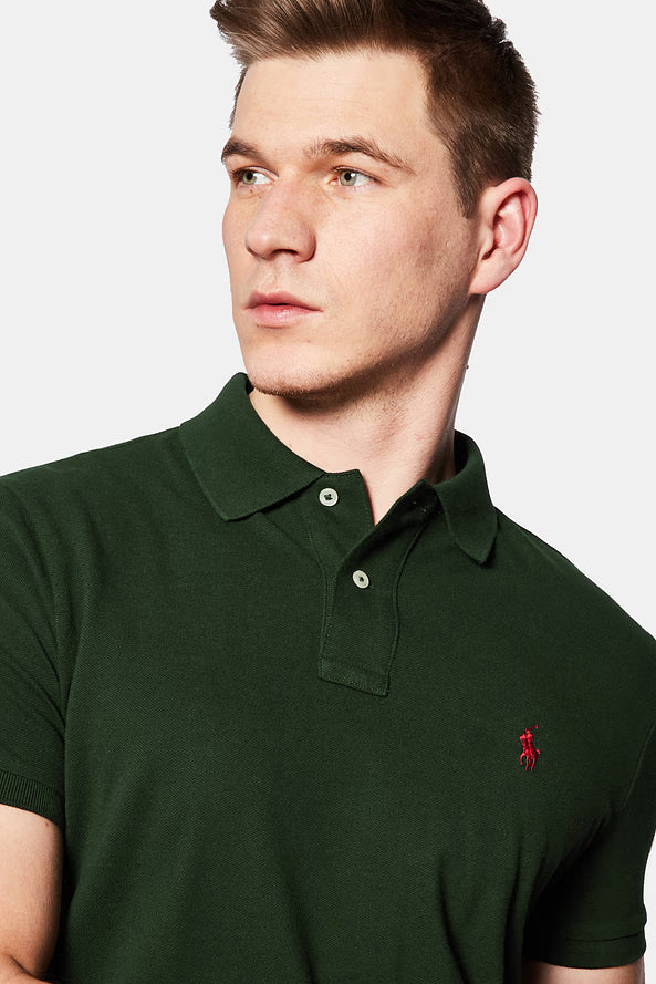 Camisa Polo Ralph Lauren Custom Fit Masculina Red Icon Verde Musgo