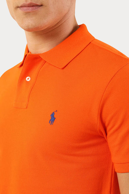 Camisa Polo Ralph Lauren Custom Slim Fit Blue Icon Laranja