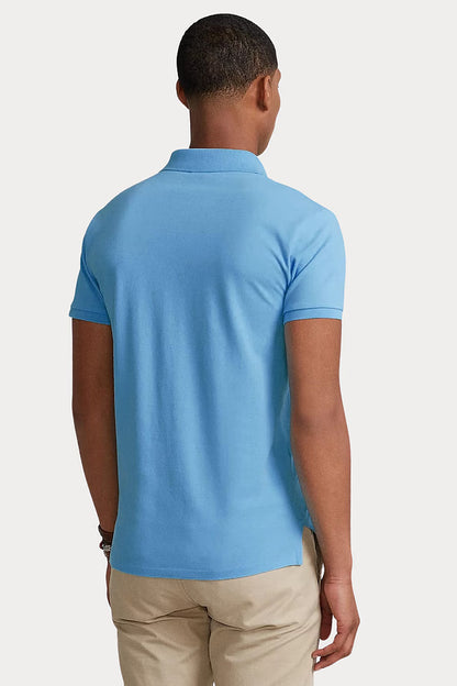 Camisa Polo Ralph Lauren Custom Slim Fit Masculina Azul Celeste