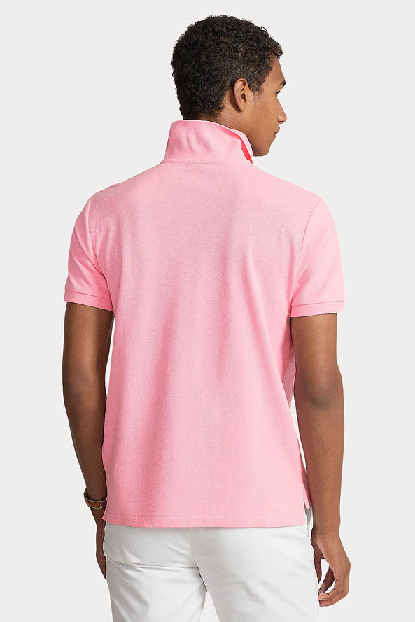 Camisa Polo Ralph Lauren Custom Slim Fit Masculina Ligth Blue Icon Rosa