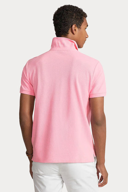 Camisa Polo Ralph Lauren Custom Slim Fit Masculina Ligth Blue Icon Rosa