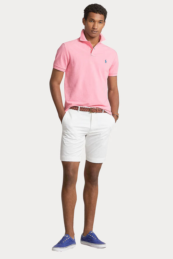 Camisa Polo Ralph Lauren Custom Slim Fit Masculina Ligth Blue Icon Rosa